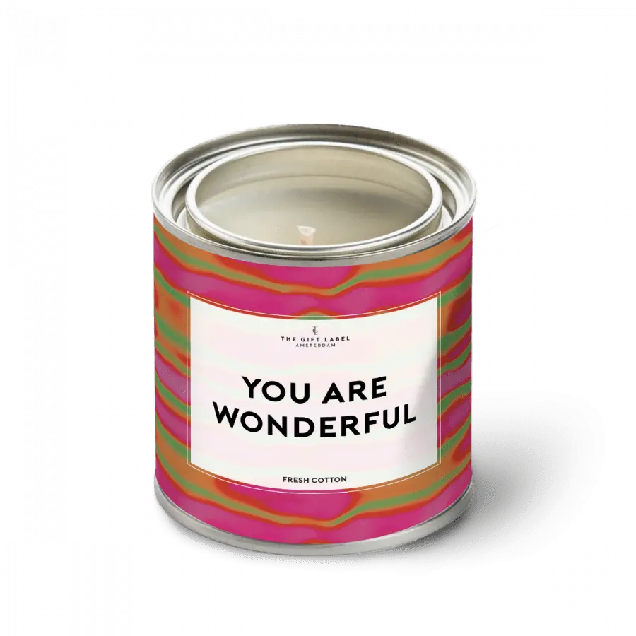 The Gift Label Candletin310gr - You Are Wonderful SS25 - Fresh Cotton
