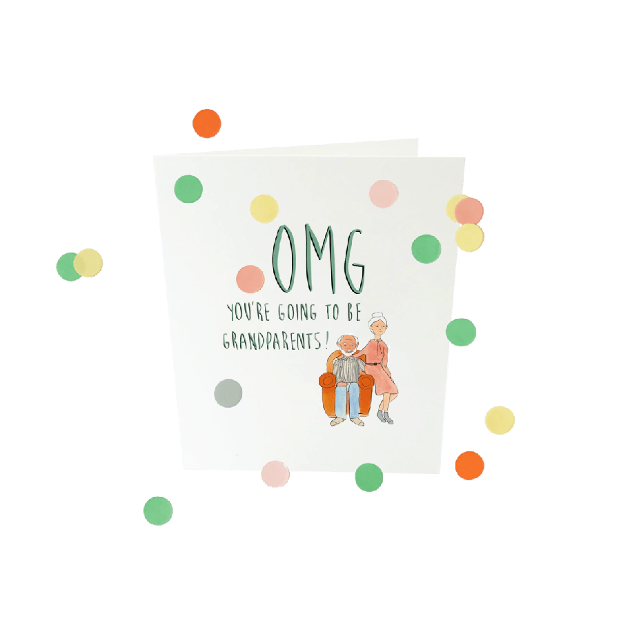 The Gift Label Confetti card baby - OMG you will become grandparents