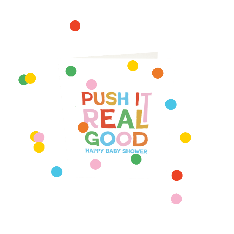 The Gift Label Confetti Cards - Push It Real Good Baby Shower V3