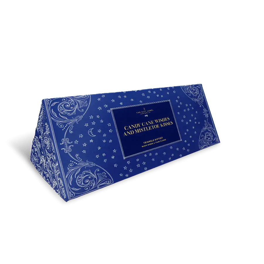 The Gift Label Festive triangle gift box - Candy cane wishes and mistletoe kisses
