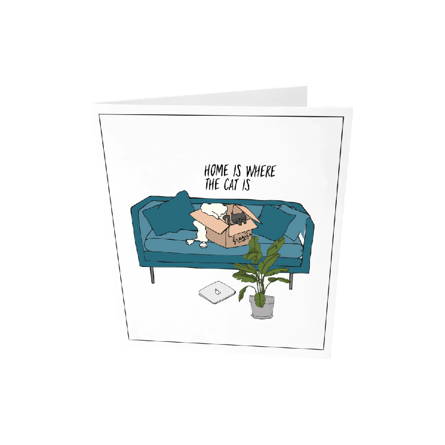 The Gift Label Greeting card - Home is where the cat is