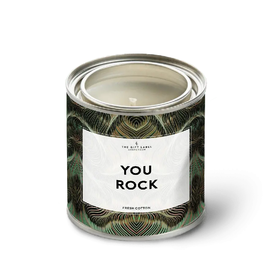 The Gift Label Candle big - You rock - Fresh cotton