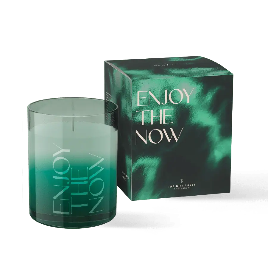 The Gift Label Candle in glass big - Enjoy the now
