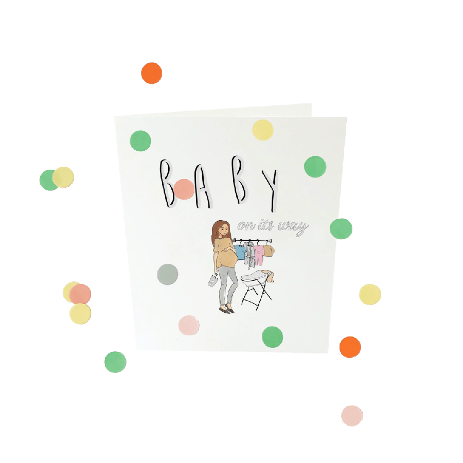 The Gift Label Confetti card baby - Baby on its way