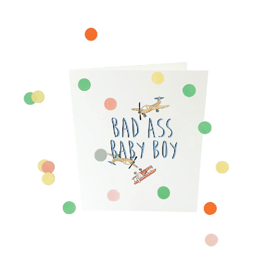 The Gift Label Confetti card baby - Bad ass baby boy