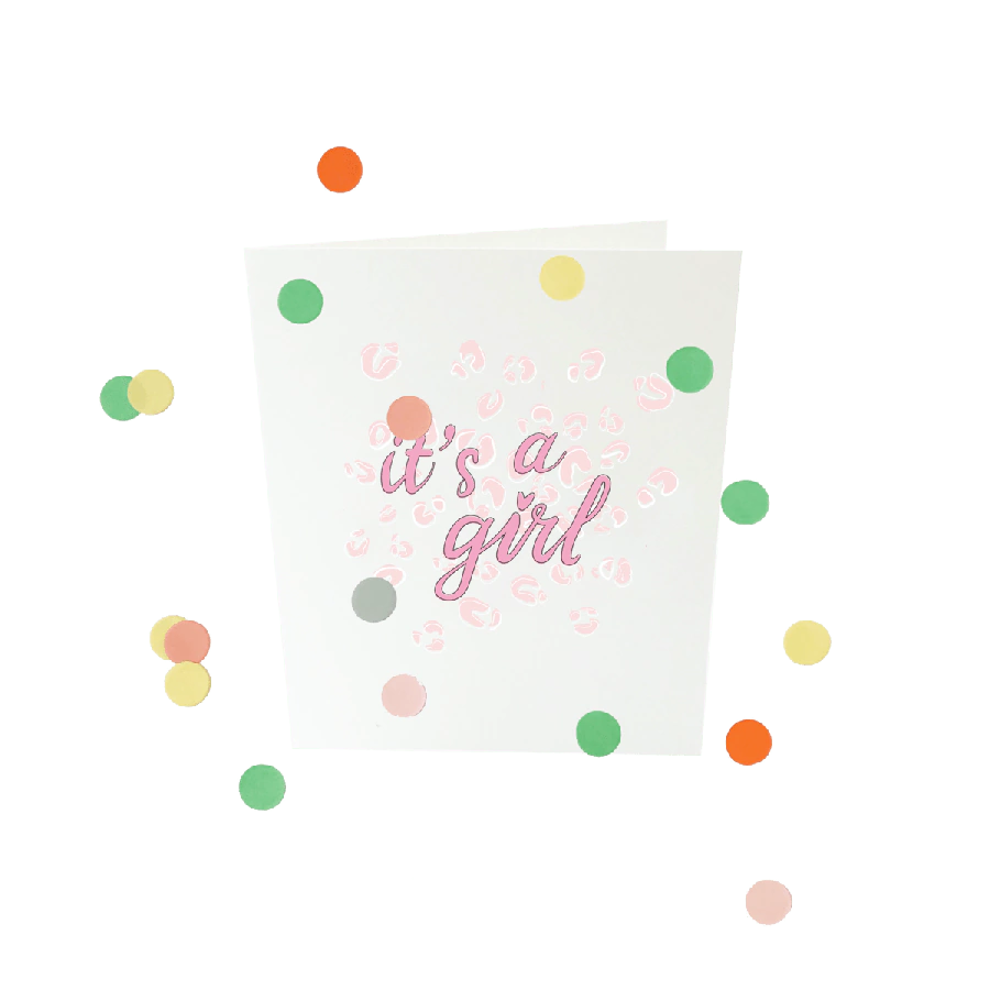 The Gift Label Confetti card baby - It's a girl