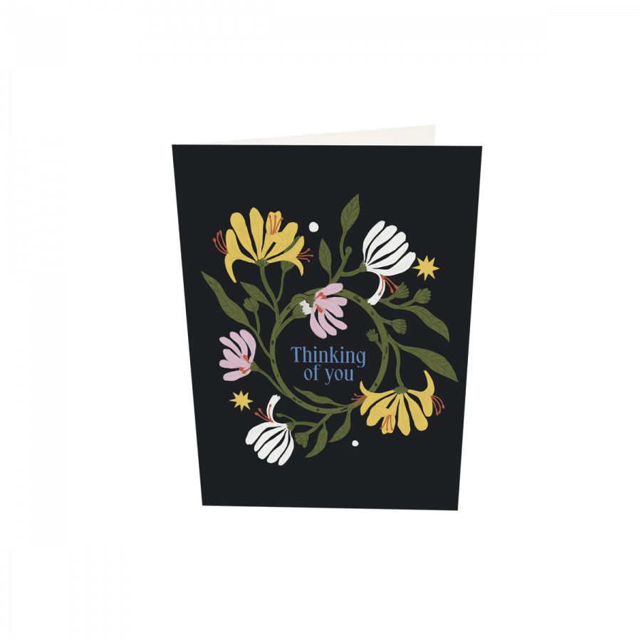 The Gift Label Greeting card - Thinking Of You - Black