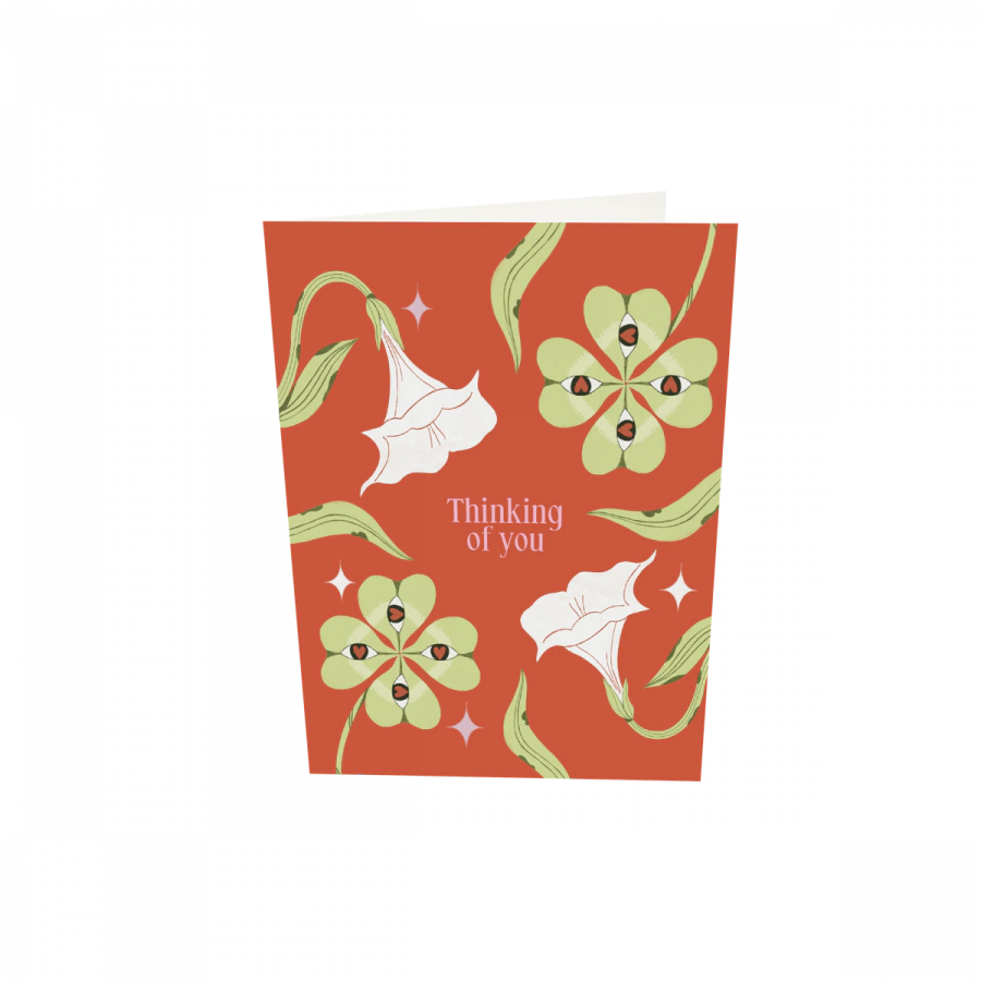 The Gift Label Greeting card - Thinking Of You - Red