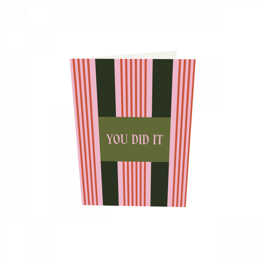 The Gift Label Greeting card - You Did It - Green/Pink