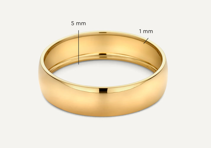 Tov Essentials 5 Mm Brede Curve Band Ring 14 Karaat Goud