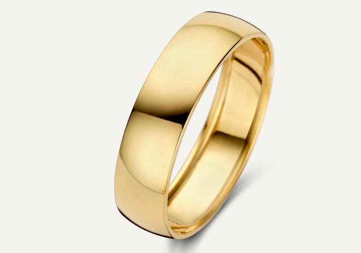 tov essentials 5 mm Brede Curve Band Ring 14 Karaat Goud tov essentials 5 mm Brede Curve Band Ring 14 Karaat Goud