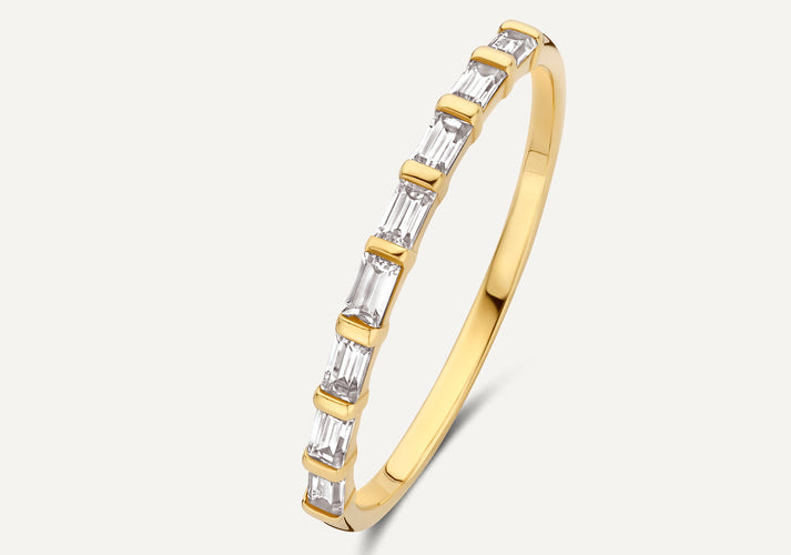 tov essentials Baguette Cut Zirkonia Half Eternity Ring 14 Karaat Goud