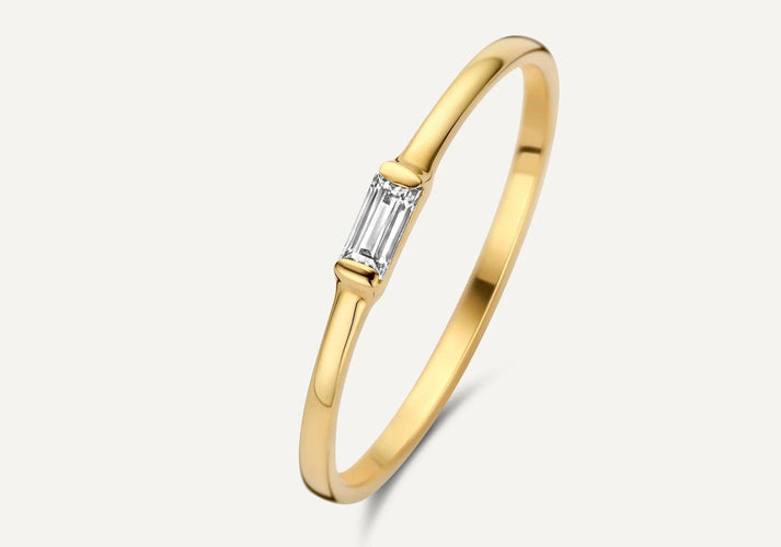 tov essentials Baguette Cut Zirkonia Ring 14 Karaat Goud
