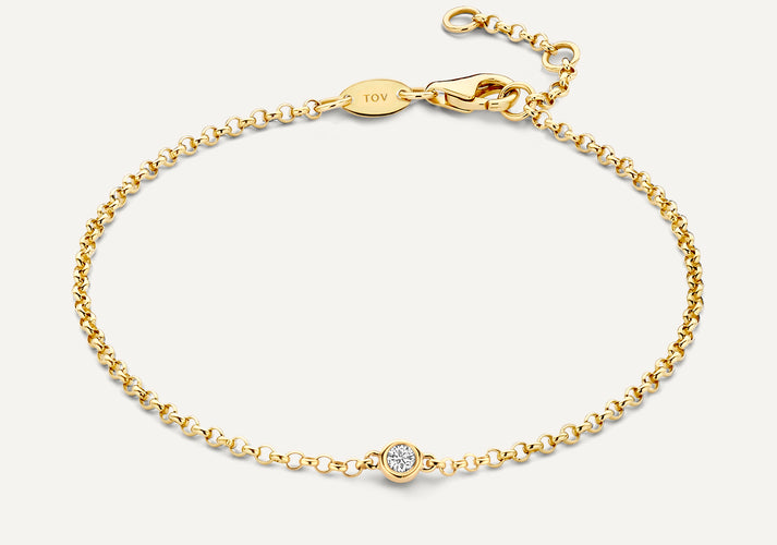 tov essentials Bezel Set Diamant Armband (0.05 ct) 14 Karaat Goud met Diamant