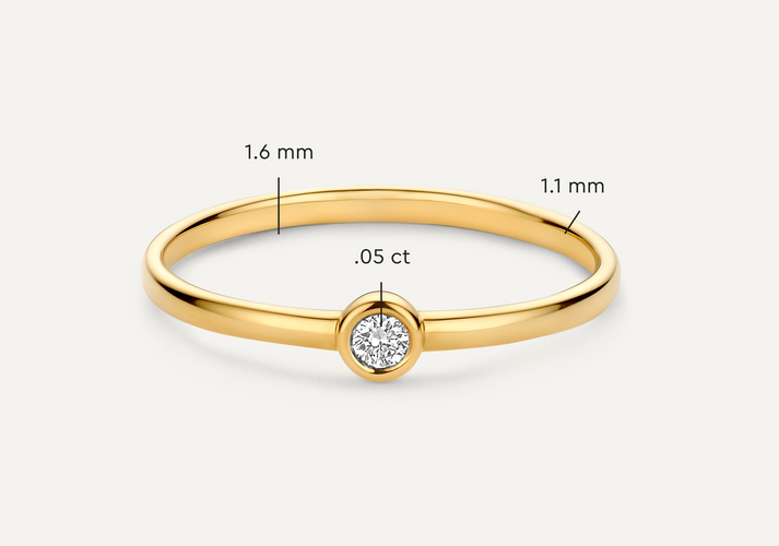 Tov Essentials Bezel Set Diamant Ring (0.05 Ct) 14 Karaat Goud Met Diamant
