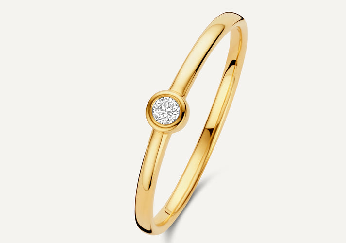 tov essentials Bezel Set Diamant Ring (0.05 ct) 14 Karaat Goud met Diamant