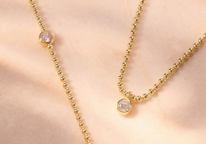 Tov Essentials Bezel Set Zirkonia Bolletjes Set 14 Karaat Goud