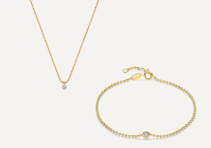 tov essentials Bezel Set Zirkonia Bolletjes Set 14 Karaat Goud tov essentials Bezel Set Zirkonia Bolletjes Set 14 Karaat Goud