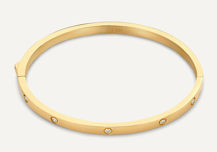 tov essentials Bezel Set Zirkonia Eternity Bangle 14 Karaat Goud