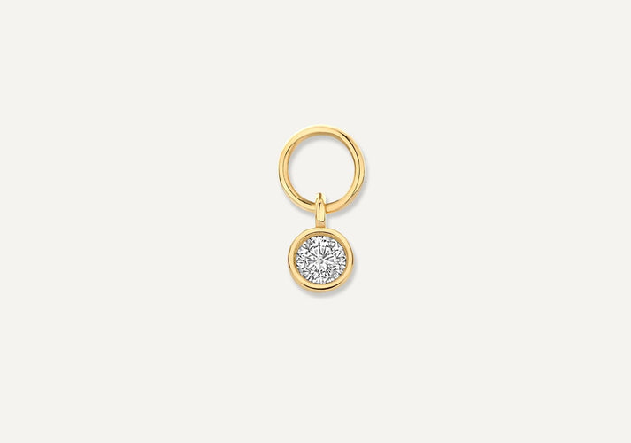 tov essentials Bezel Set Zirkonia Oorbel Bedel 14 Karaat Goud