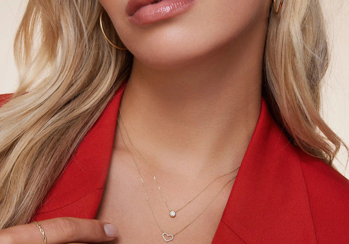 Tov Essentials Bezel Set Zirkonia Pendant Ketting 14 Karaat Goud