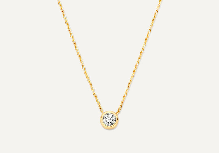tov essentials Bezel Set Zirkonia Pendant Ketting 14 Karaat Goud tov essentials Bezel Set Zirkonia Pendant Ketting 14 Karaat Goud