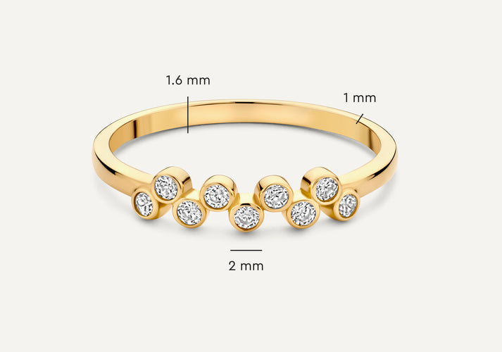 Tov Essentials Bezel Set Zirkonia Zigzag Ring 14 Karaat Goud