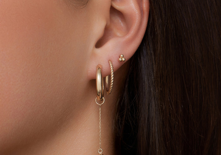 Tov Essentials Bolletje Lange Oorbel Bedel 14 Karaat Goud