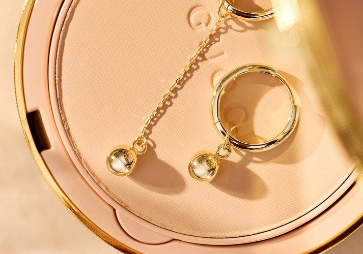 Tov Essentials Bolletje Lange Oorbel Bedel 14 Karaat Goud