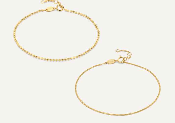 tov essentials Bolletjes Baby Curb Armbanden Set 14 Karaat Goud