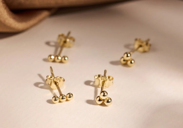 Tov Essentials Bolletjes Cluster Oorknopjes 14 Karaat Goud