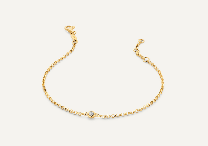 Tov Essentials Brede Bezel Set Diamant Armband (0.05 Ct) 14 Karaat Goud Met Diamant