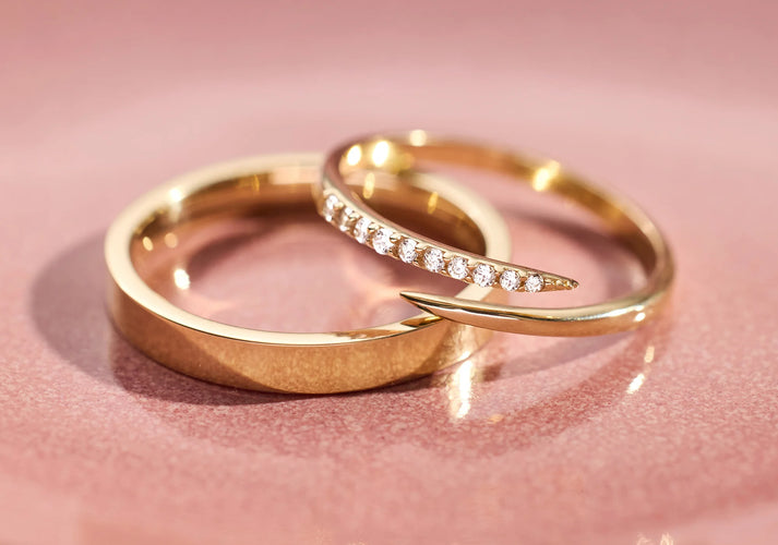 Tov Essentials Brede Claw Zirkonia Ringen Set 14 Karaat Goud