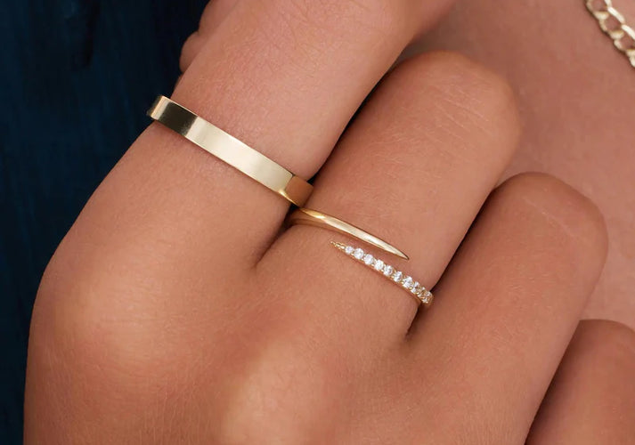 Tov Essentials Brede Claw Zirkonia Ringen Set 14 Karaat Goud