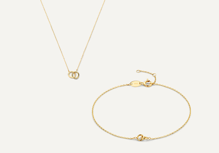 tov essentials Brede Linked Infinity Set 14 Karaat Goud tov essentials Brede Linked Infinity Set 14 Karaat Goud