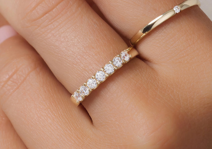 Tov Essentials Brede Zirkonia Half Eternity Ring 14 Karaat Goud