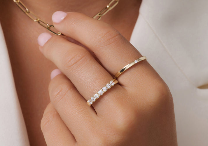 Tov Essentials Brede Zirkonia Half Eternity Ring 14 Karaat Goud