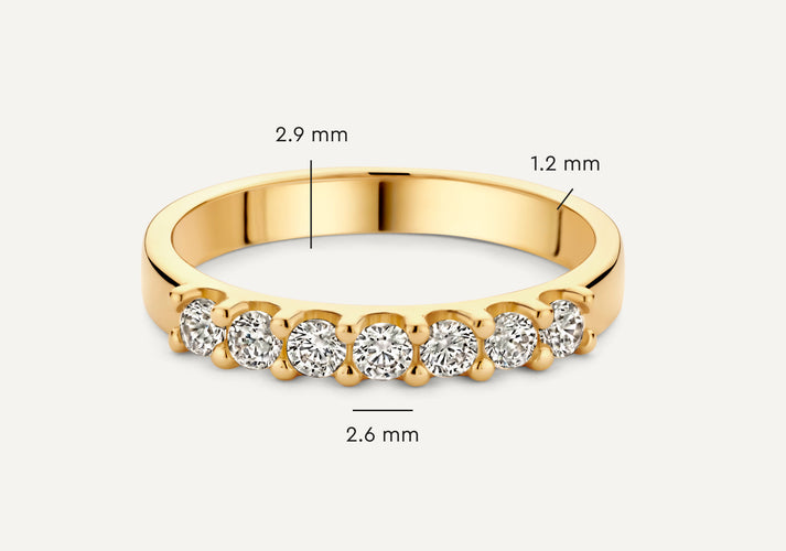Tov Essentials Brede Zirkonia Half Eternity Ring 14 Karaat Goud