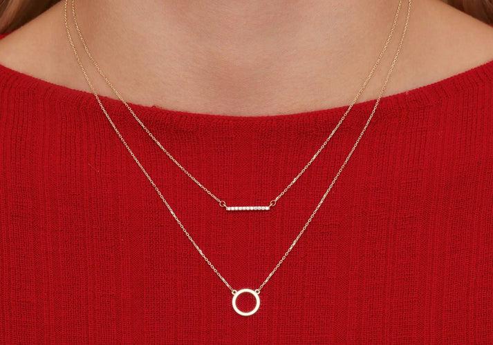 Tov Essentials Cirkel Pendant Ketting 14 Karaat Goud