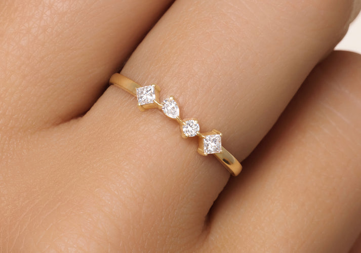 Tov Essentials Dazzling Diamant Statement Ring (0.20 Ct) 14 Karaat Goud Met Diamanten