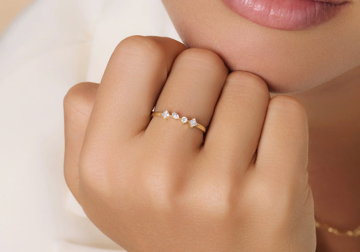 Tov Essentials Dazzling Diamant Statement Ring (0.20 Ct) 14 Karaat Goud Met Diamanten