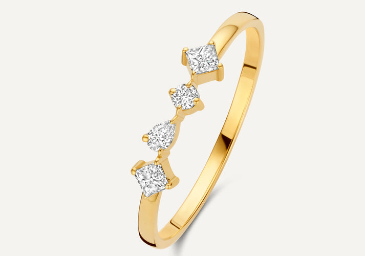 tov essentials Dazzling Diamant Statement Ring (0.20 ct) 14 Karaat Goud met Diamanten