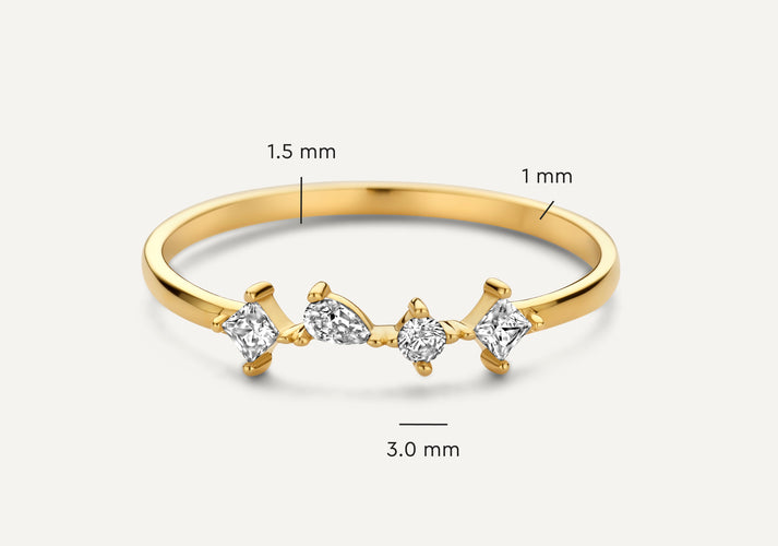 Tov Essentials Dazzling Zirkonia Statement Ring 14 Karaat Goud