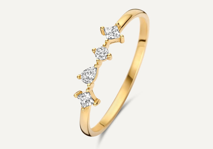 tov essentials Dazzling Zirkonia Statement Ring 14 Karaat Goud