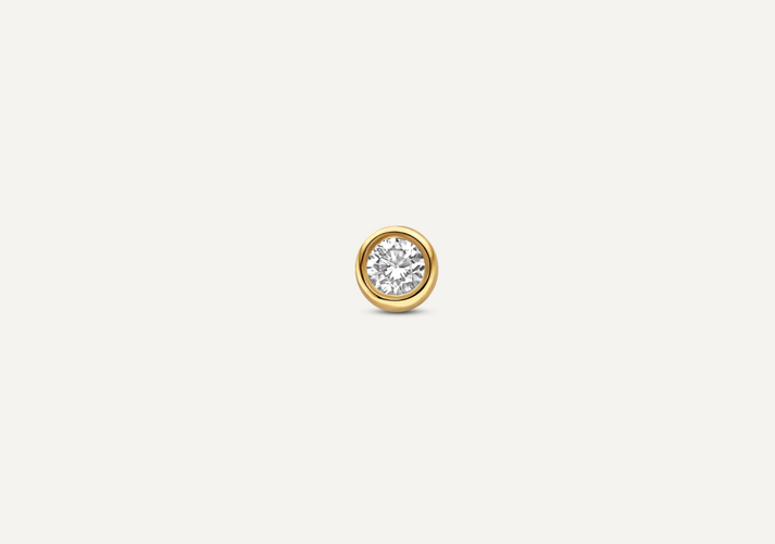 Tov Essentials Diamant Bezel Set Round Cut Piercing (0.03 Ct) 14 Karaat Goud Met Diamant