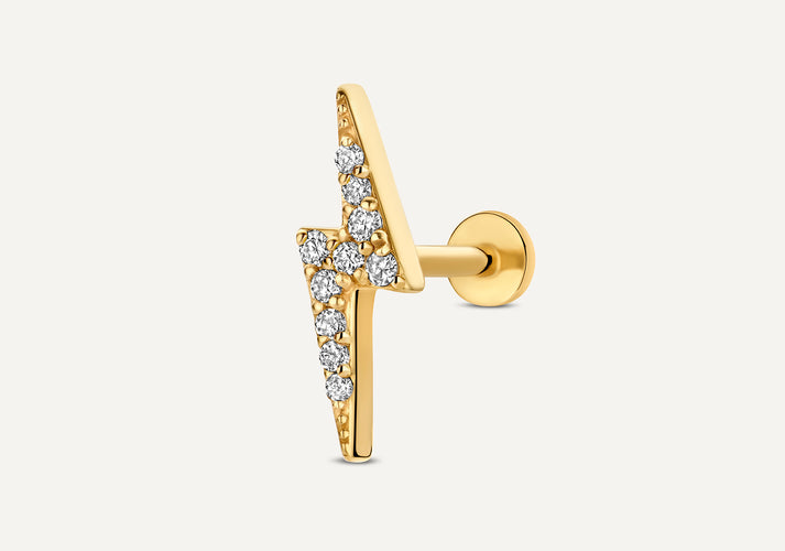 tov essentials Diamant Bliksem Piercing (0.05 ct) 14 Karaat Goud met Diamanten