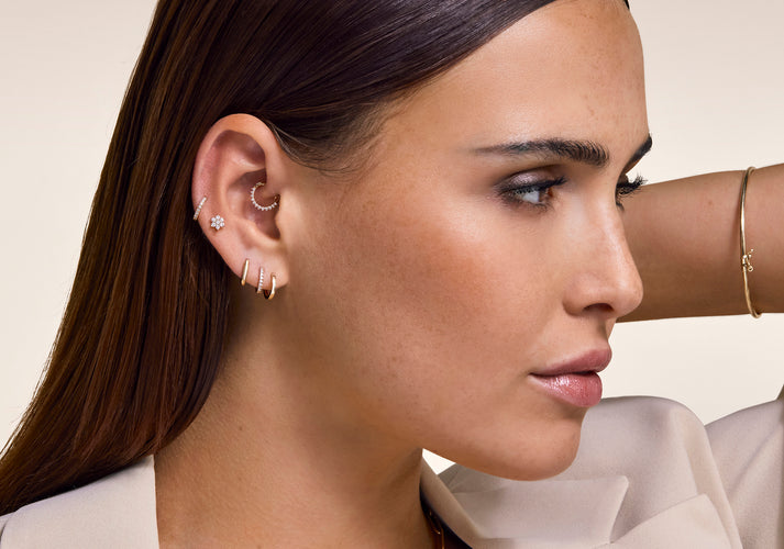 Tov Essentials Diamant Bloem Piercing (0.10 Ct) 14 Karaat Goud Met Diamanten