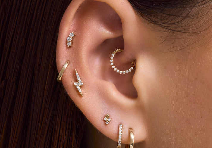 Tov Essentials Diamant Bolletjes Cluster Piercing (0.02 Ct) 14 Karaat Goud Met Diamanten