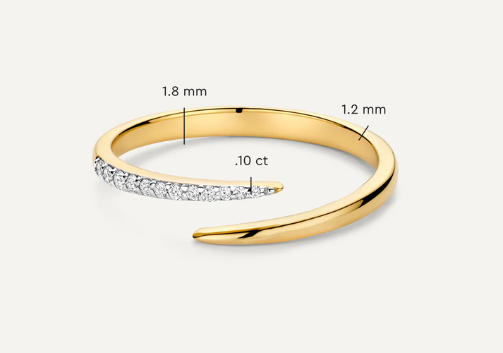 Tov Essentials Diamant Claw Ring (0.10 Ct) 14 Karaat Goud Met Diamanten