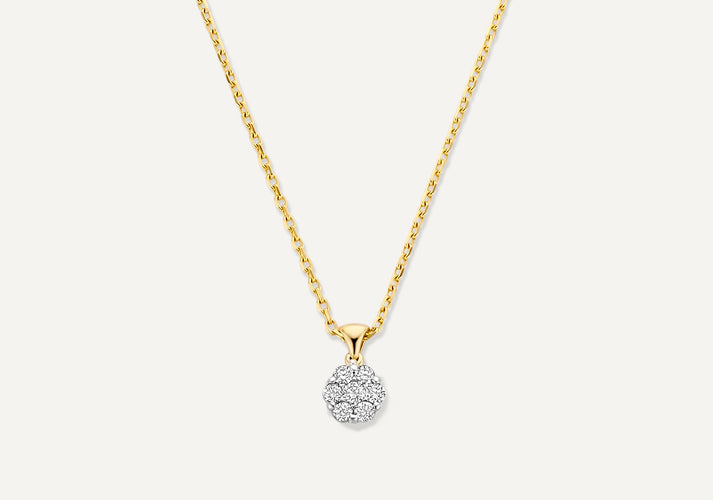 tov essentials Diamant Cluster Linked Pendant Ketting (0.15 ct) 14 Karaat Goud met Diamanten